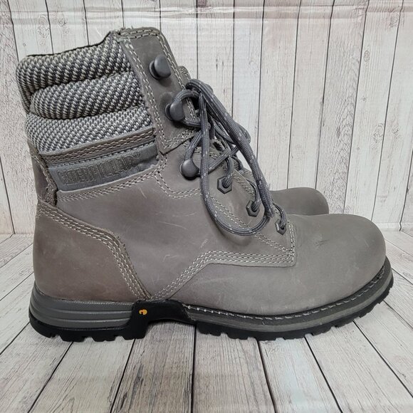CAT Paisley 6" Steel Toe Work boot Gray Leather Women's 10 Wide - Picture 5 of 8